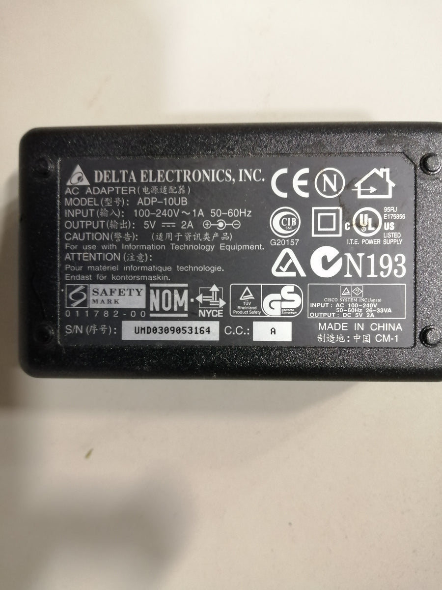 DELTA ELECTRONICS AC ADAPTER IN 240V 50 HZ OUT 5V 2A ( ADP-10UB USED )