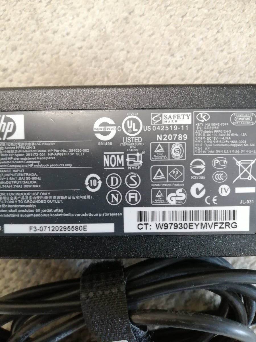 HP AC ADAPTER PPP012H-S IN 240V 1.5 OUT 19V 4.74A ( 384020-002 USED )