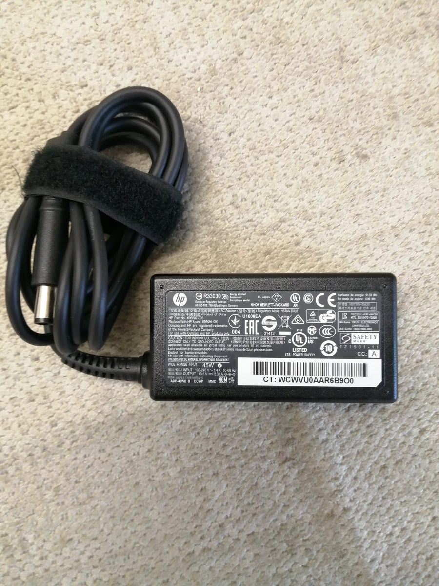 HP AC POWER ADAPTER HSTNN-DA35 IN 240V 1.4A OUT 19.5V 2.31A (696607-003 USED )