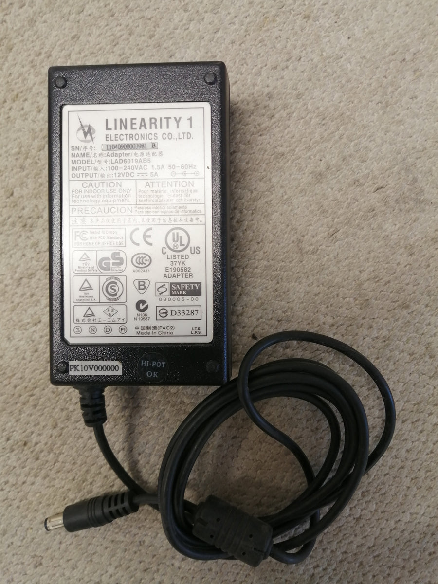 LINEARITY 240V 1.5A AC ADAPTER OUT 12 V 5A  ( LAD6019ABS USED )