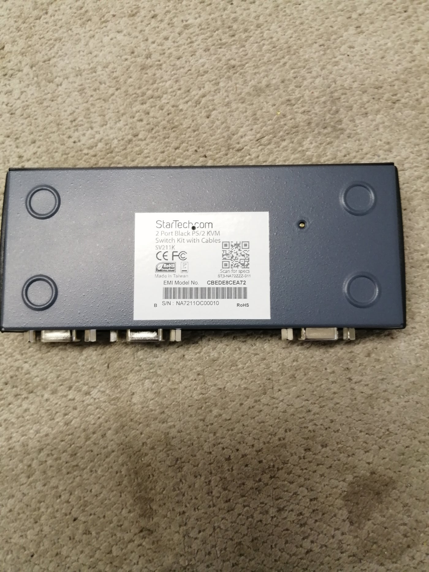 STARTECH 2 PORT PS/2 KVM SWITCH ONLY WITHOUT CABLES ( SV211K USED )