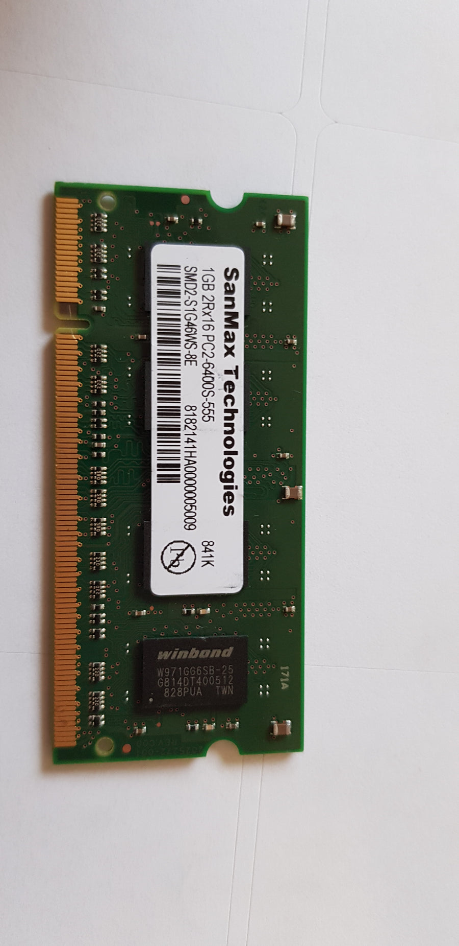 SanMax 1GB 2Rx16 PC2 6400S Memory Module (SMD2-S1G46WS-8E)