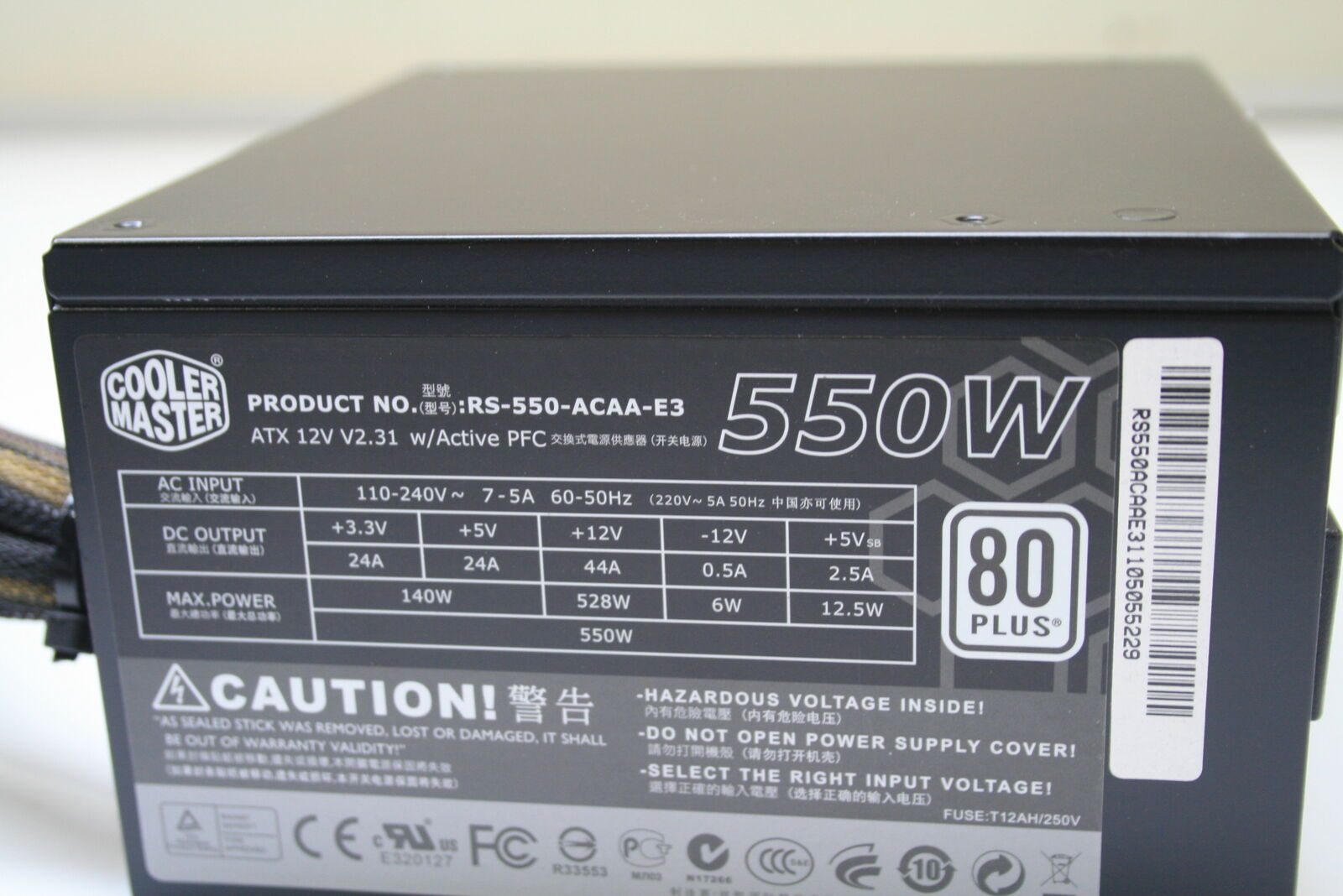 COOLER MASTER Power Suppy (GX 550W / RS 550 ACAA E3 USED)