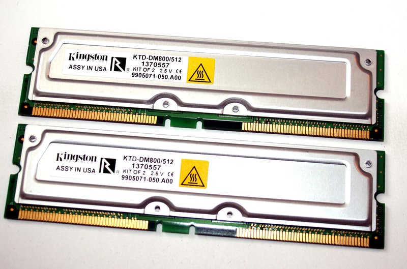 Kingston 512MB Kit (2 X 256MB) PC800 800MHz non-ECC 184-Pin RDRAM RIMM Memory For Dell Dimension 8100 (KTD-DM800/512)