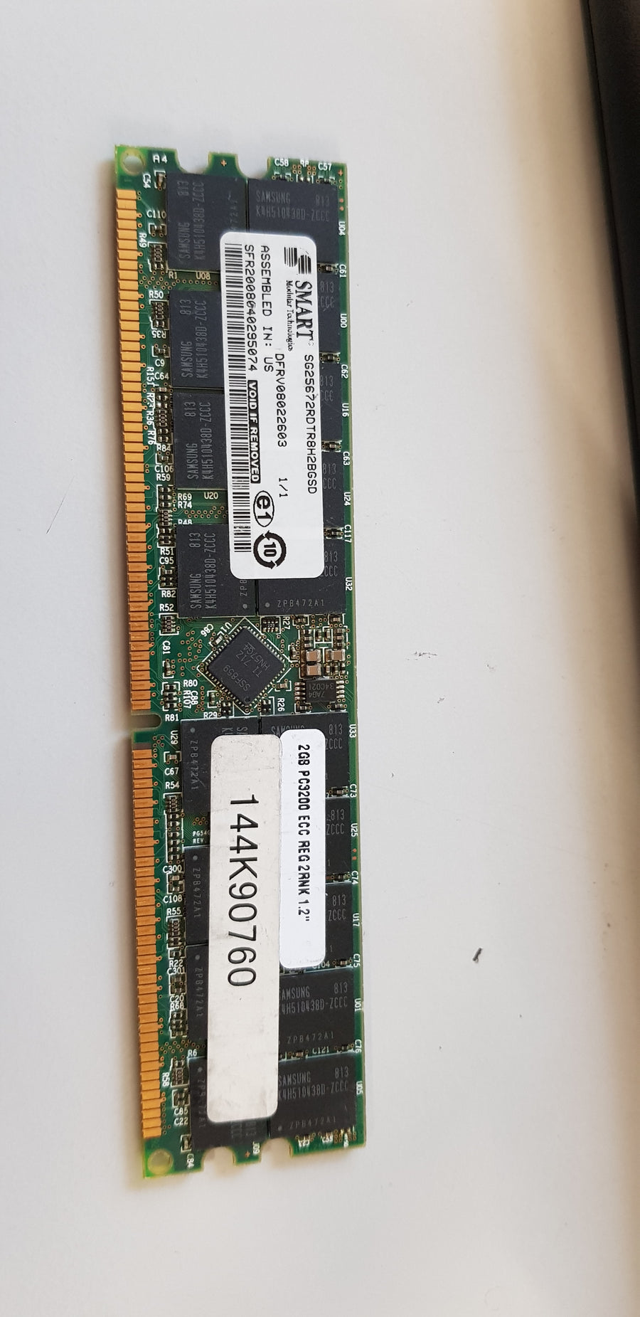 Smart Modular 2GB PC3200 DDR-400MHz Registered ECC CL3 184-Pin DIMM (SG25672RDTR8H2BGSD)