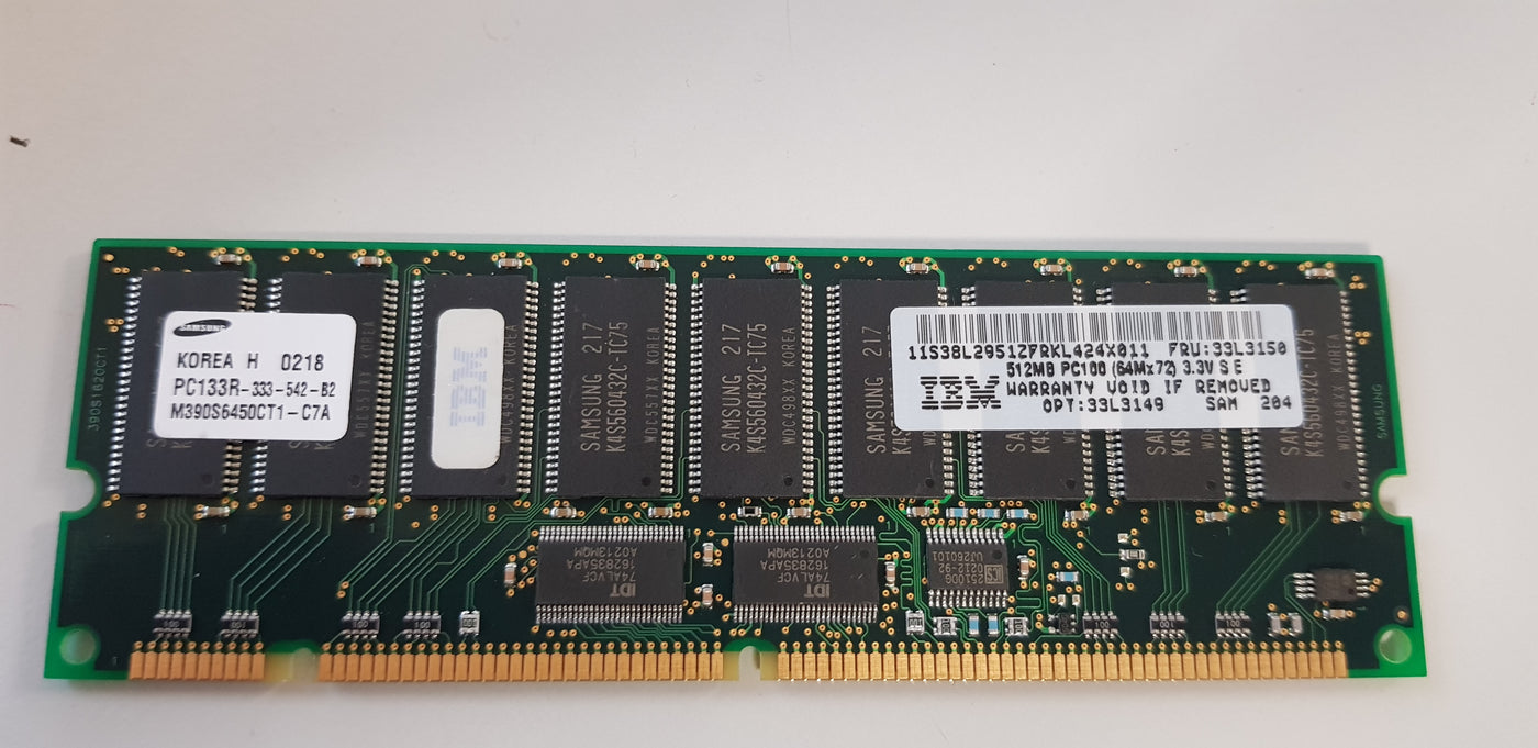 Samsung IBM LABELLED 512MB PC133R SDRAM Registered ECC 133Mhz Server Memory (M390S6450CT1-C7A   33L3150 )