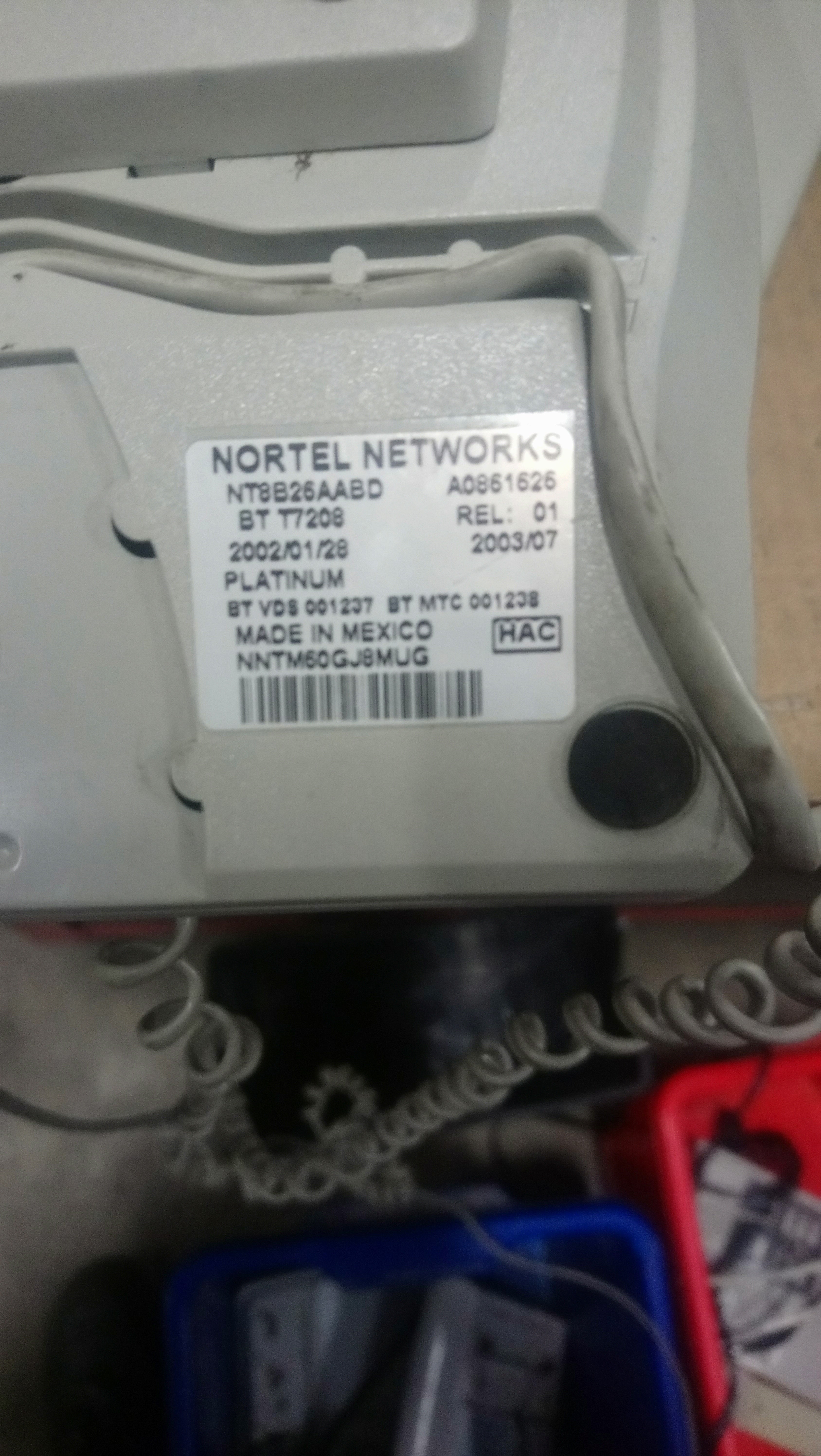 BT Nortel Networks T7208 telephone handset  (NT8B26AABD)