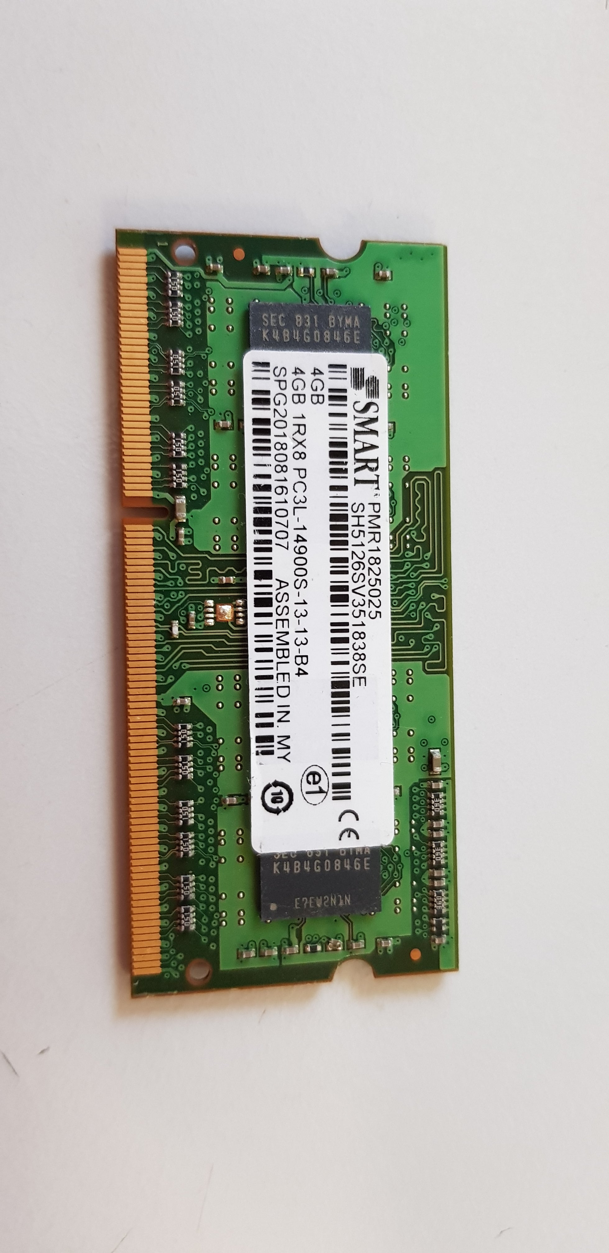 Smart 4GB 1Rx8 PC3L 204Pins DDR3 SDRAM SODIMM Memory Module SH5126SV351838SE
