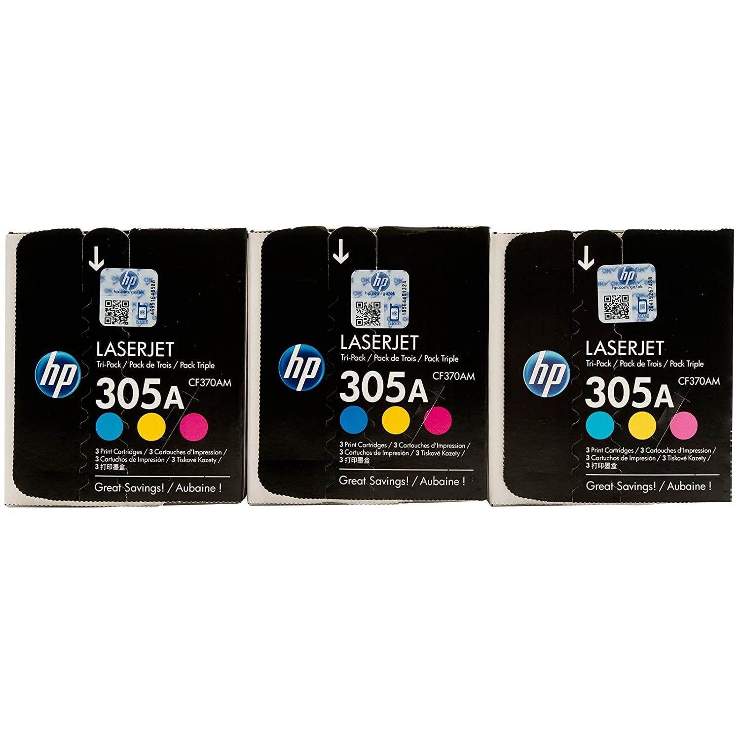 HP LASERJET Tri Pack Cyan Yellow Magenta (305A CF370AM NEW)