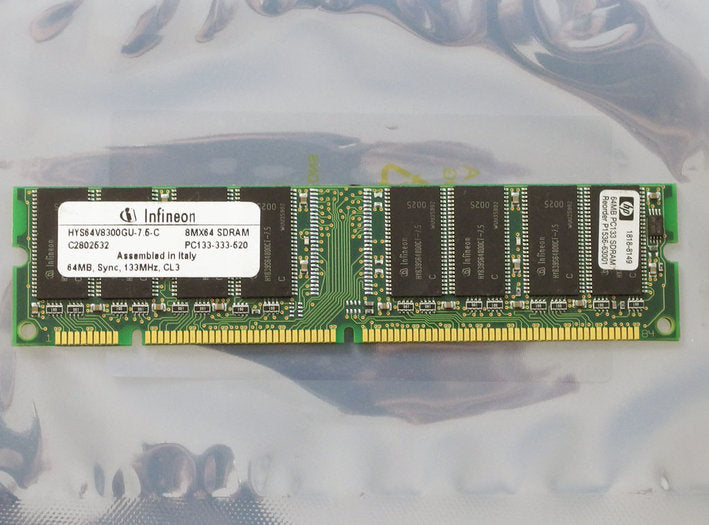 HP/Infineon 64MB 168 Pin PC133 SDRAM ( HYS64V8300GU-7.5-C 1818-8149  HP )