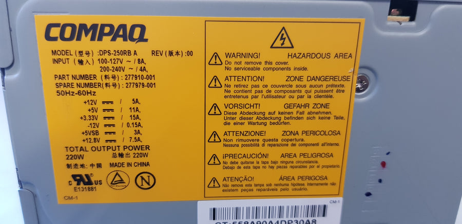 Compaq/Delta 220W Power Supply for Evo ( DPS-250RB-A   Compaq )