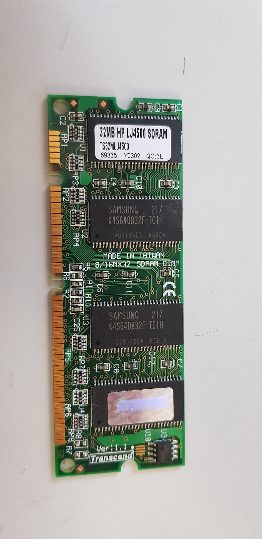 Transcend 32MB SDRAM Memory Module 100 MHz PC100 Non-ECC 100-pin (TS32MLJ4500)