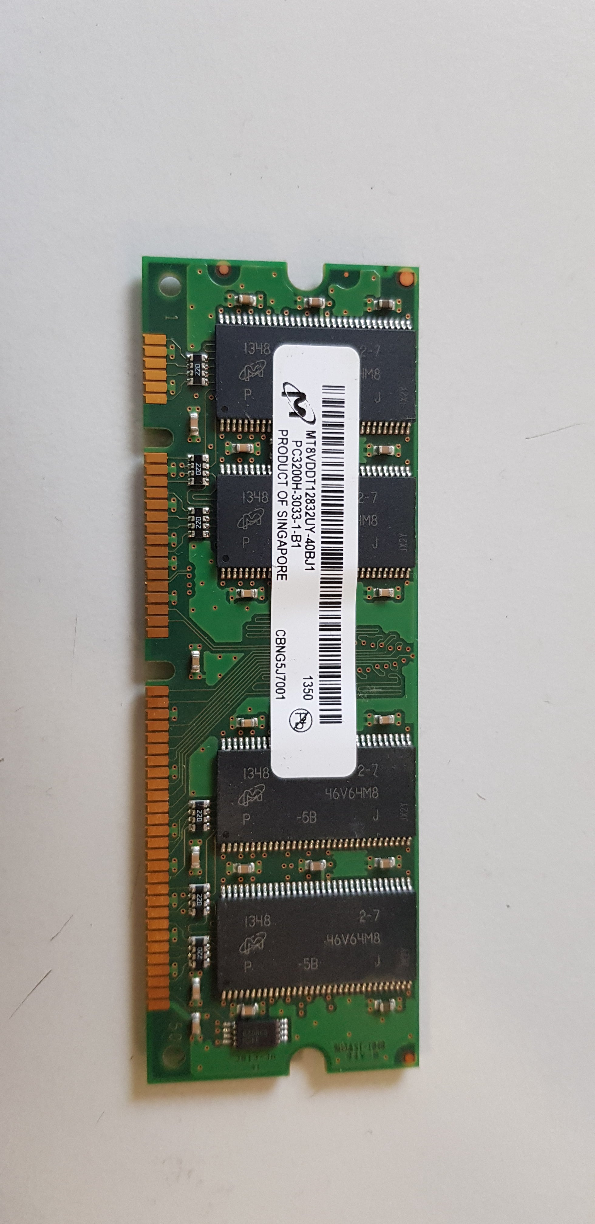 Micron 512MB PC3200 DDR SDRAM UDIMM Memory Module ( MT8VDDT12832UY-40BJ1)