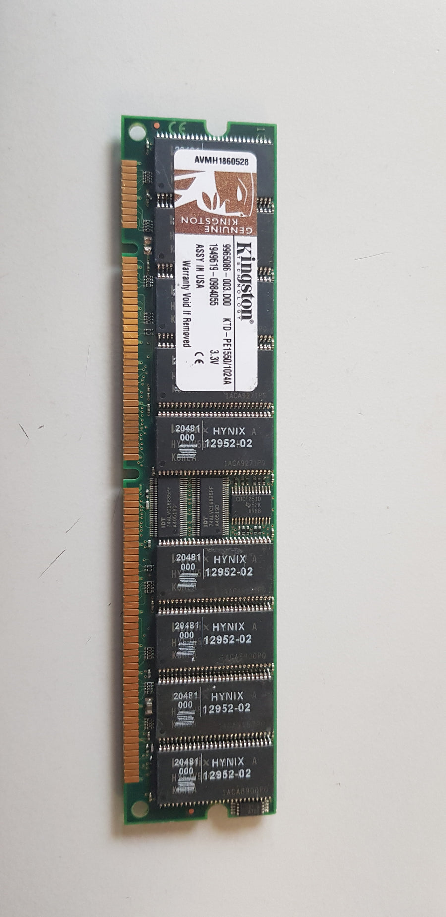 Kingston 1GB PC133 133MHz ECC Registered CL3 168-Pin DIMM Memory Module for Dell 311-1363 (KTD-PE1550/1024A  9965086-003)