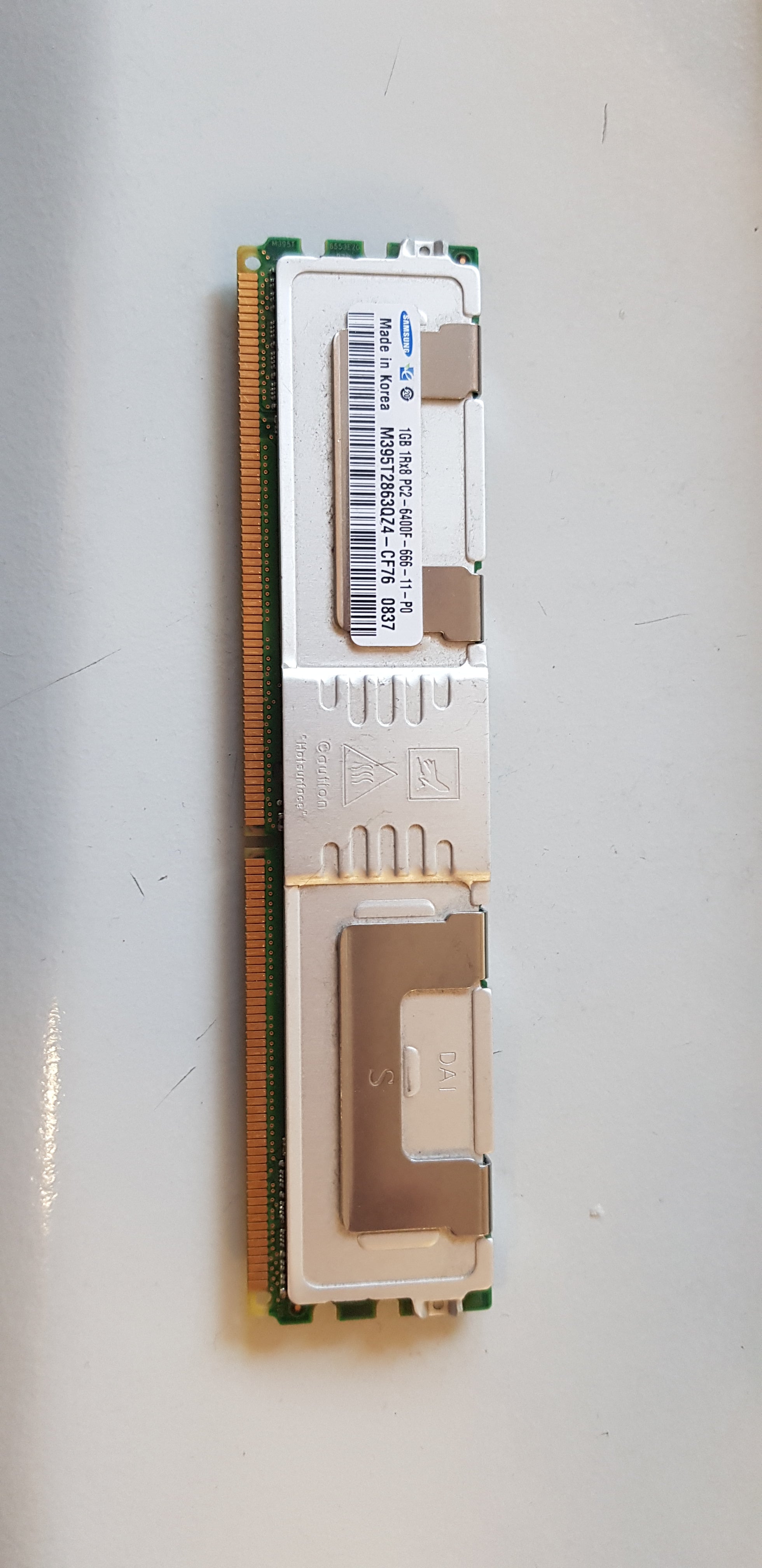 Samsung 1GB DDR2 Fully Buffered FB ECC PC2-6400 800Mhz 1Rx8 DIMM Memory (M395T2863QZ4-CF76