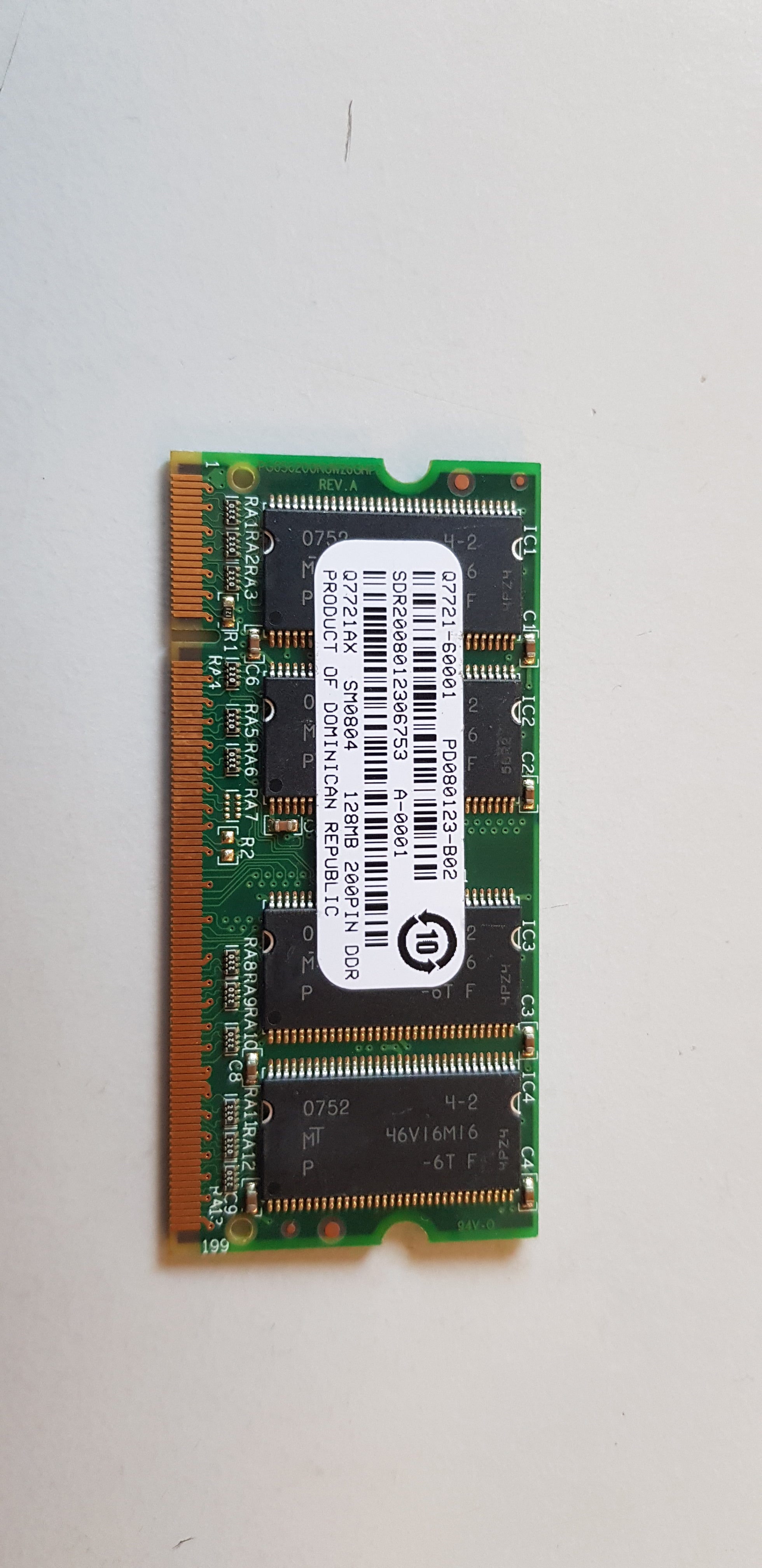 HP 128MB PC2100 DDR-266MHz Unbuffered CL2 SoDimm Q7721-60001 Q7721AX