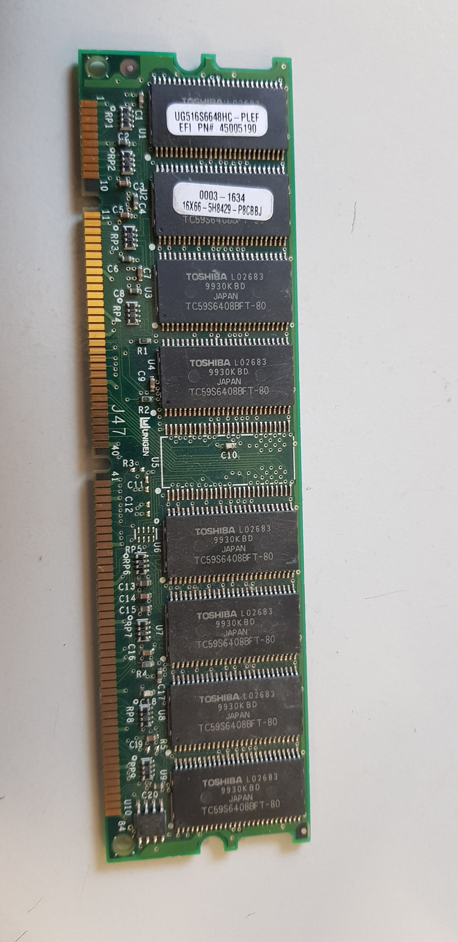 Unigen 128MB 168 Pin PC100 unbuffered SDR SDRAM DIMM UG516SS648HC-PLEF