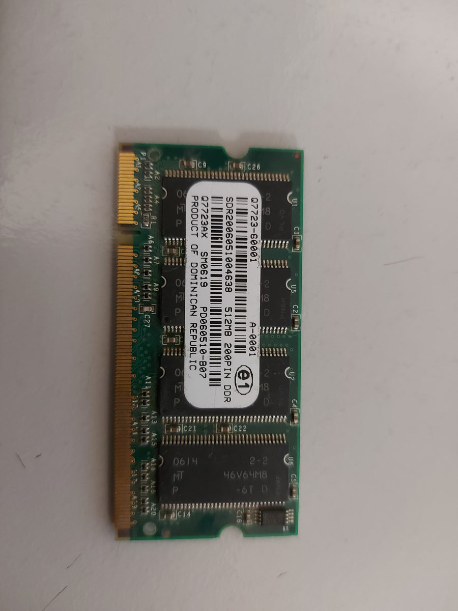 HP 512MB DDR-266MHz PC2100 nonECC Unbuffered CL2 200P SoDimm Q7723-60001 Q7723AX