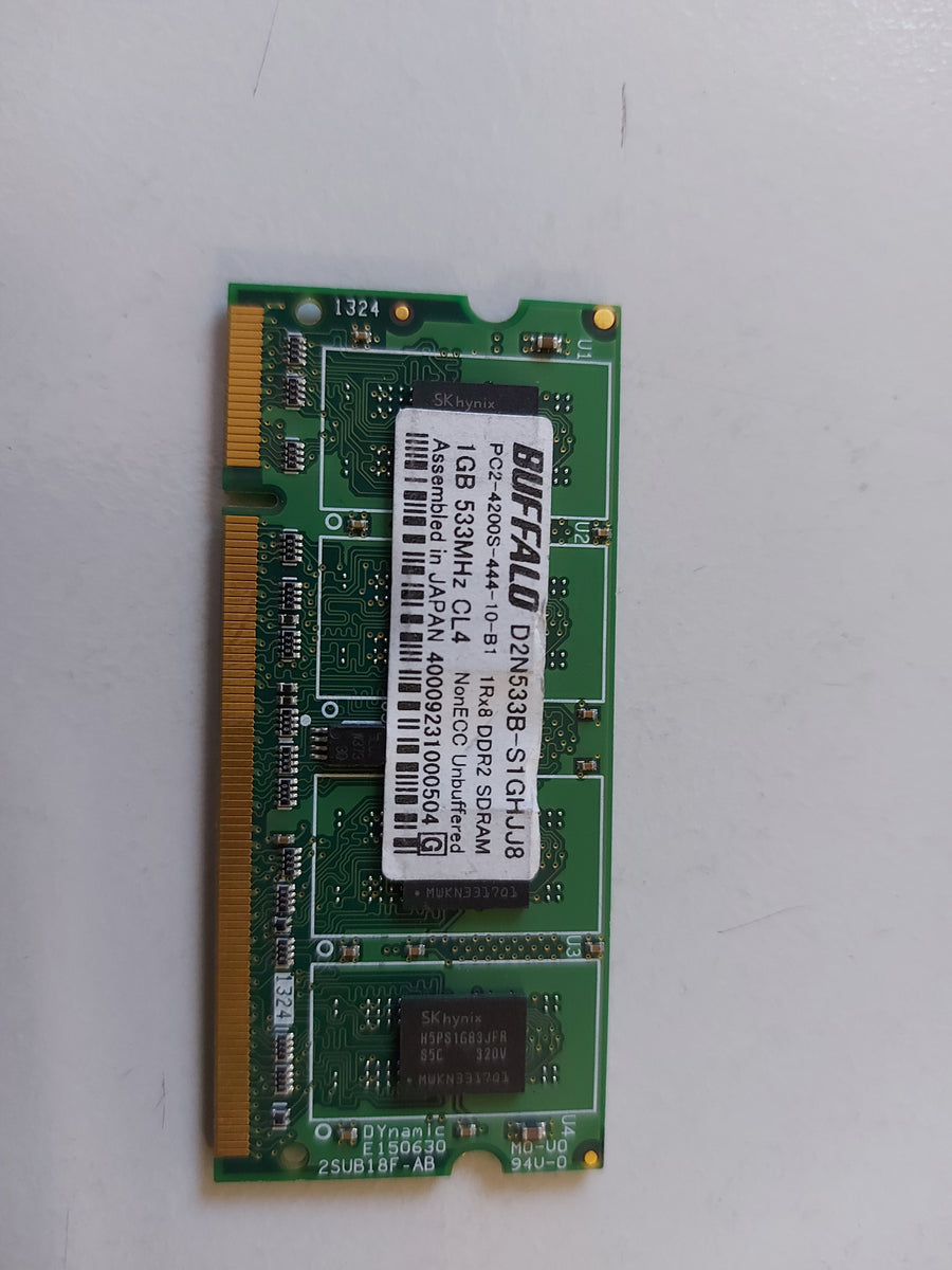 Buffalo 1GB 533MHz CL4 nonECC unbuffered PC24200 DDR2 SODIMM D2N533B-S1GHJJ8