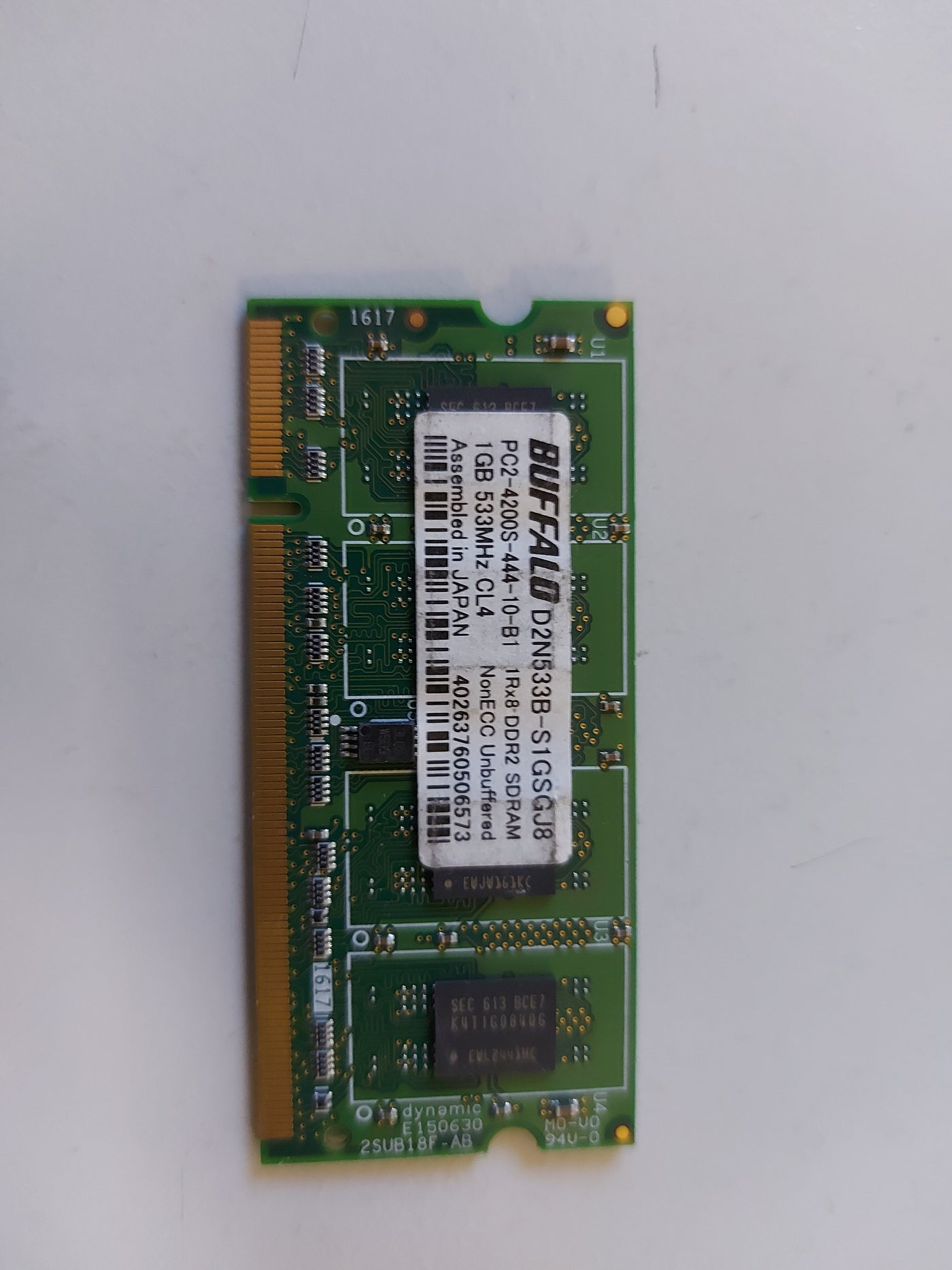 Buffalo 1GB PC2-4200 NonECC Unbuffered CL4 DDR2 SDRAM SODIMM D2N533B-S1GSGJ8