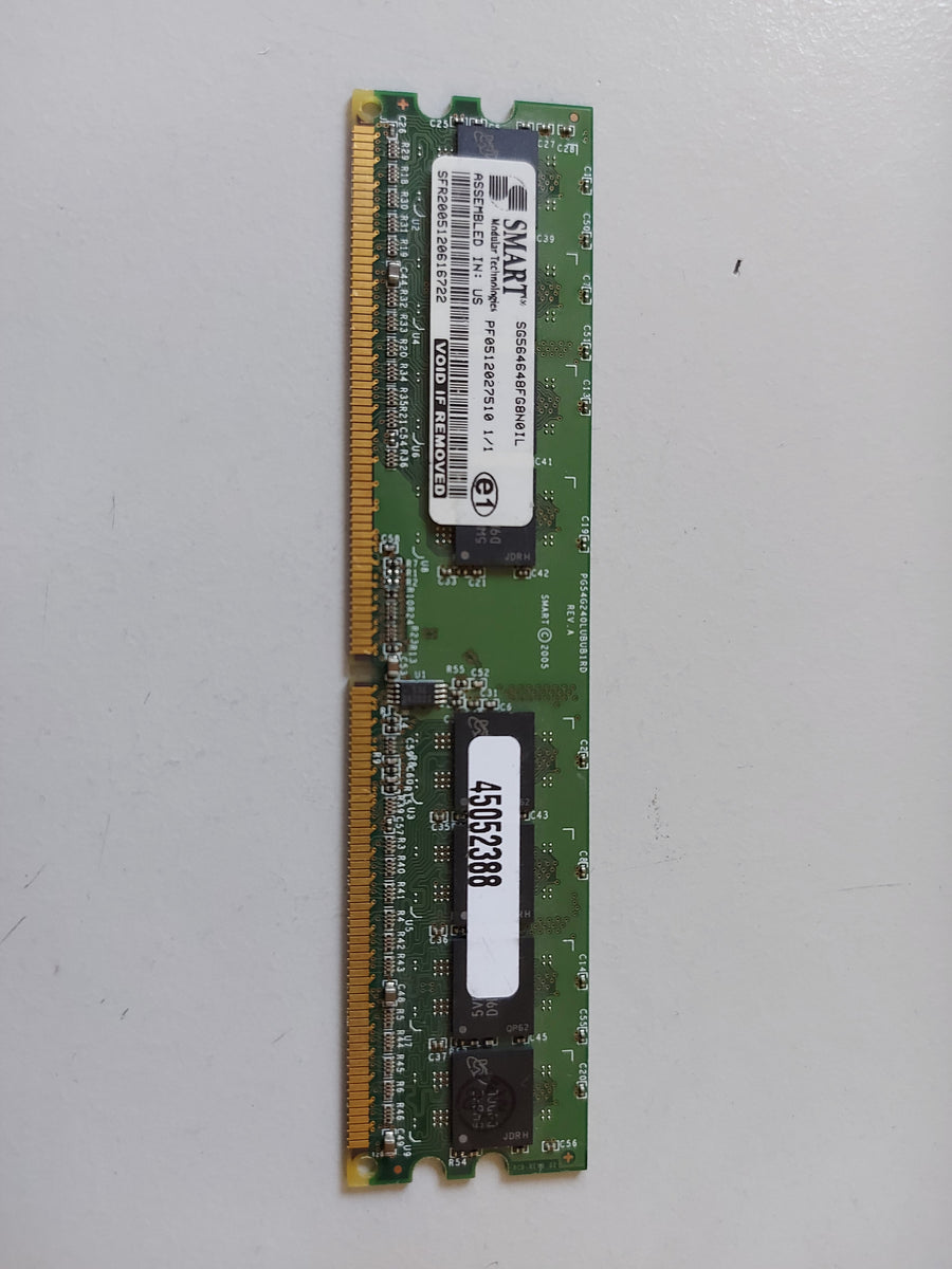 Smart Modular 512MB PC25300 DDR2 nonECC Unbuffered CL5 240P DIMM SG564648FG8N0IL