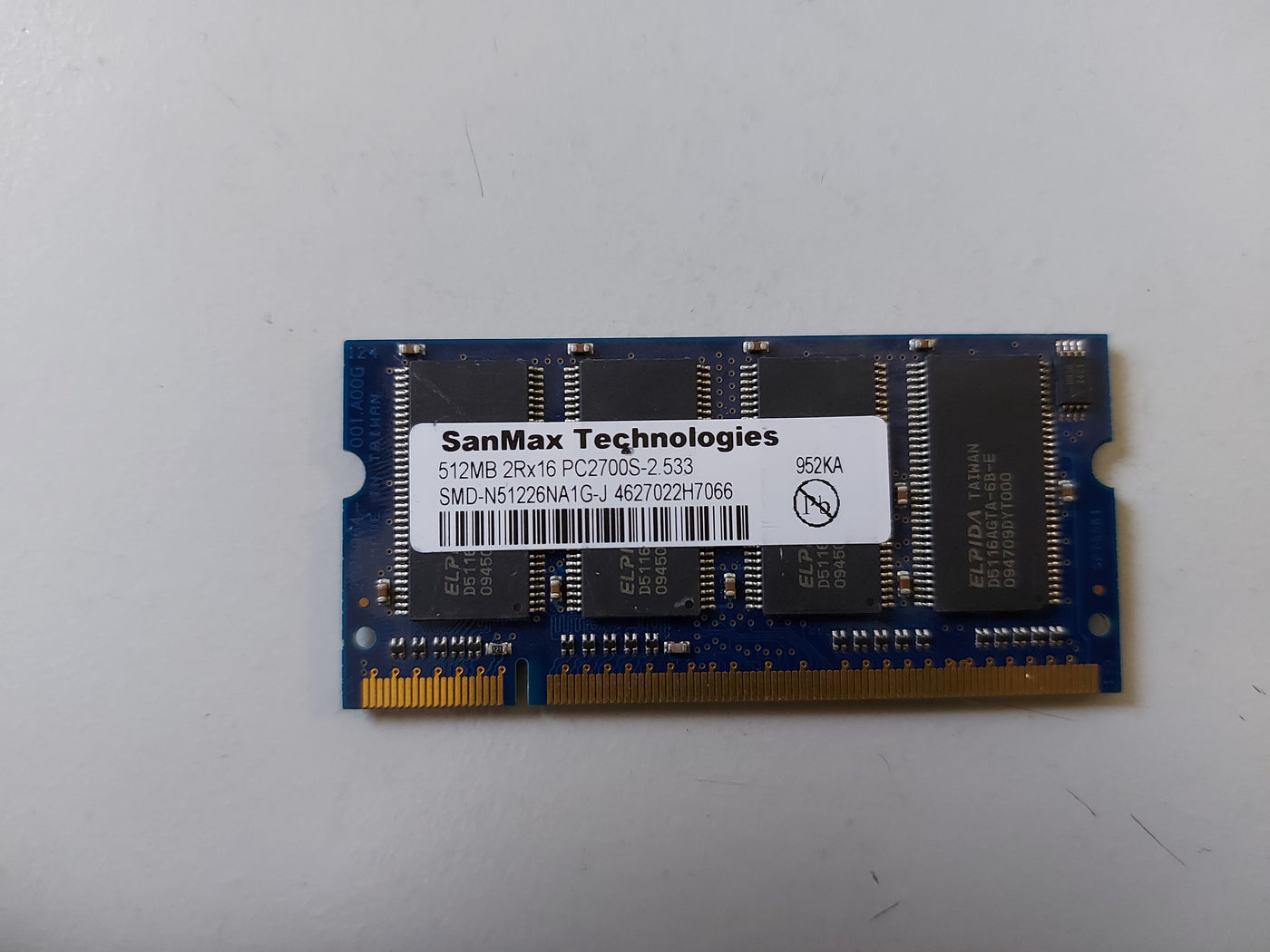 SanMax 512MB DDR SDRAM 2Rx16 PC2700 SODIMM Memory SMD-N51226NA1G-J
