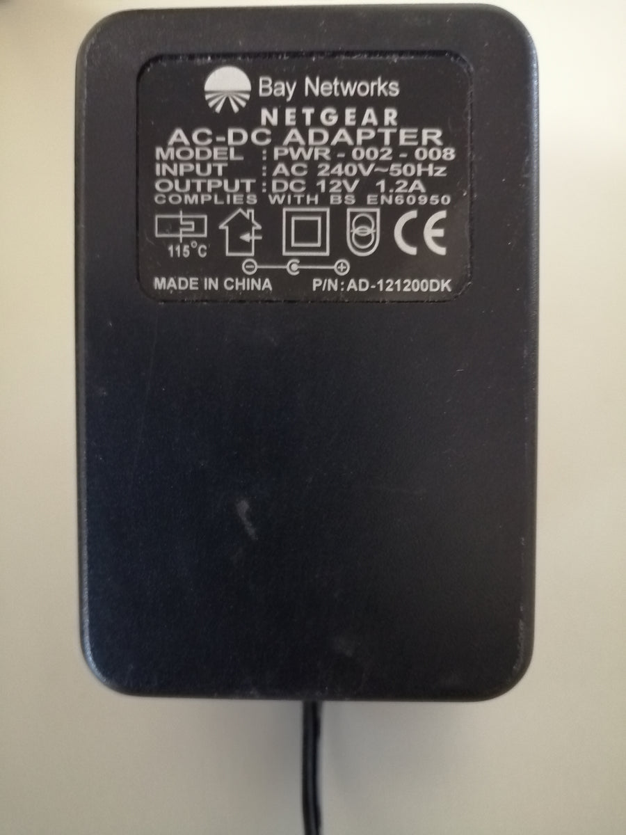 NETGEAR AC/DC ADAPTER PWR-002-008 240V IN 12V 1.2 A OUT ( AD-121200DK USED )
