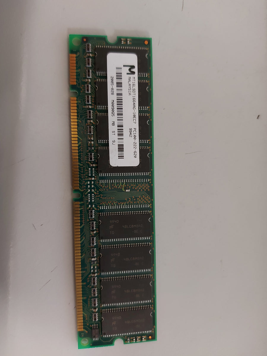 Micron /HP 128MB PC100 100MHz non-ECC Unbuffered CL2 168-Pin DIMM Memory Module (MT16LSDT1664AG-10EC7 1818-7327)
