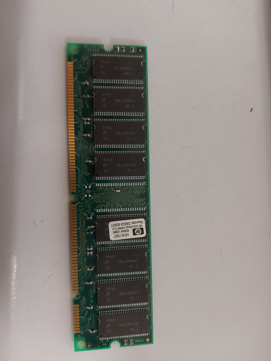 Micron /HP 128MB PC100 100MHz non-ECC Unbuffered CL2 168-Pin DIMM Memory Module (MT16LSDT1664AG-10EC7 1818-7327)