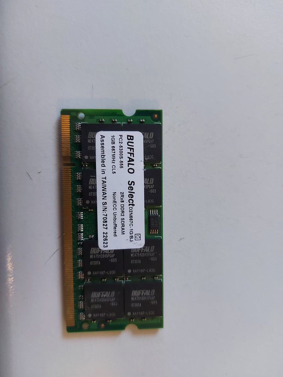 Buffalo 1GB PC2-5300 DDR2-667MHz nonECC Unbuffered CL5 200P SoDimm D2N667C-1G/BJ