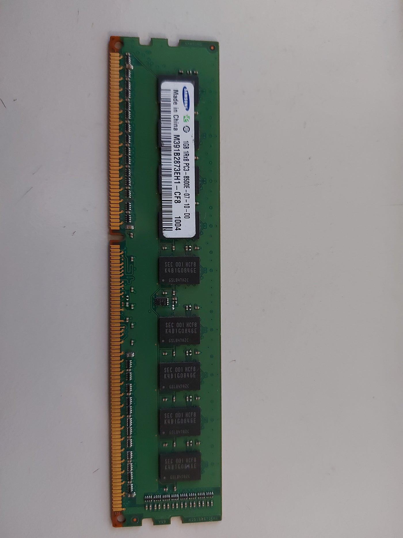 Samsung 1GB DDR3 ECC PC3-8500 1066Mhz 1Rx8 DIMM Memory M391B2873EH1-CF8