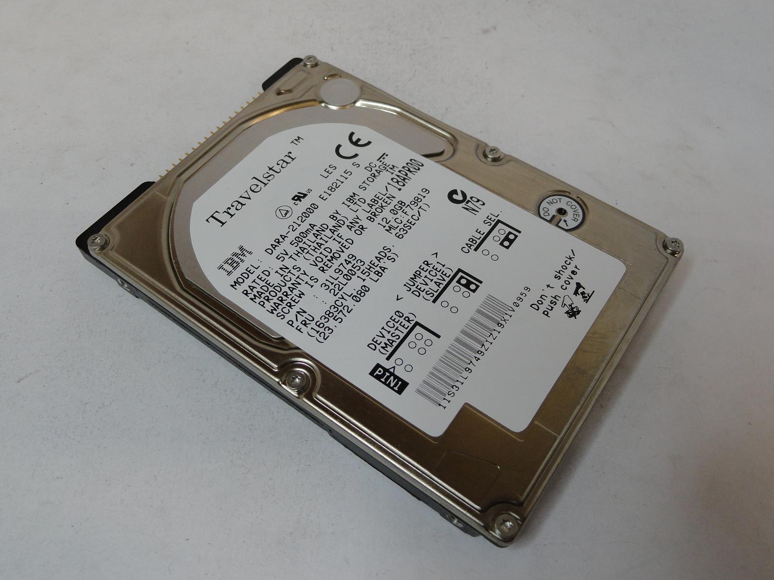 31L9749 - IBM 12GB IDE 4200rpm 2.5in HDD - Refurbished