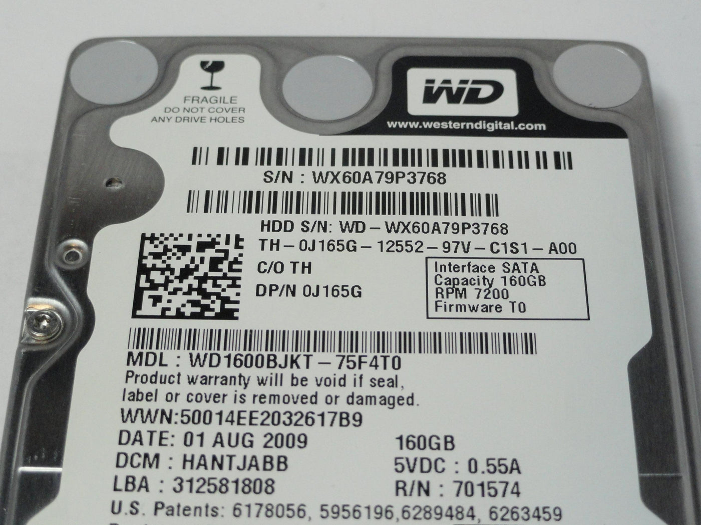 PR25963_WD1600BJKT-75F4T0_Western Digital Dell 160GB SATA 7200pm 2.5in HDD - Image2
