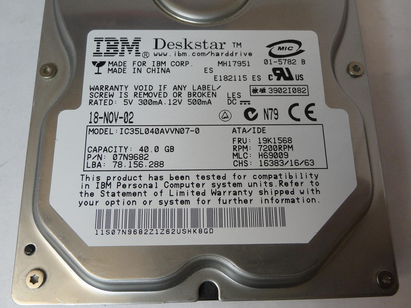 PR24381_07N9682_IBM 40GB IDE 7200rpm 3.5in HDD - Image3