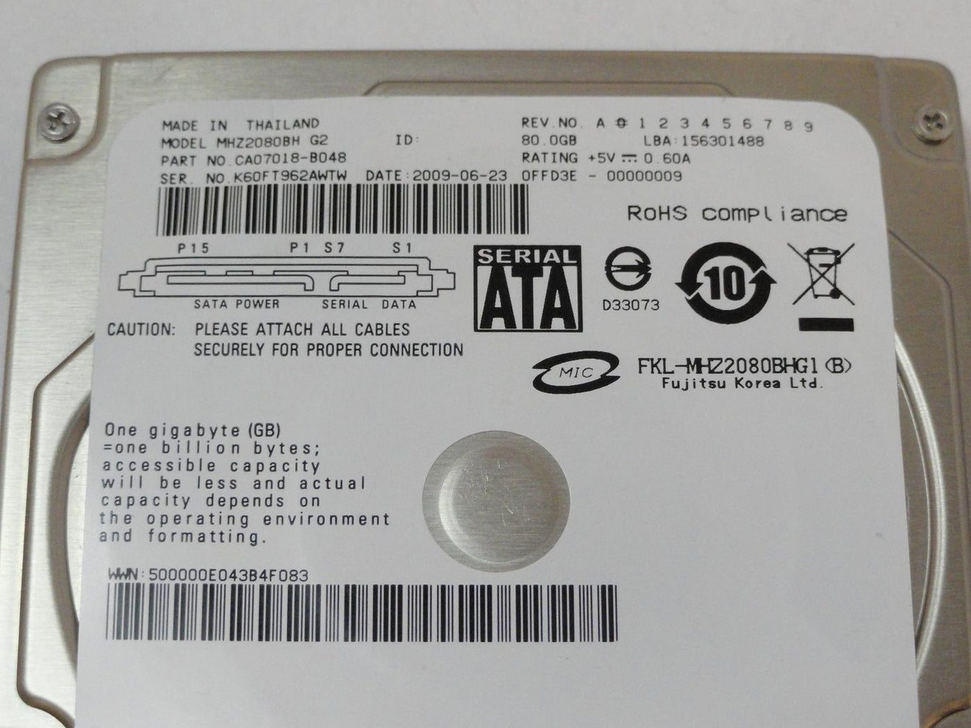 PR15789_CA07018-B048_Fujitsu 80GB SATA 5400rpm 2.5in HDD - Image3