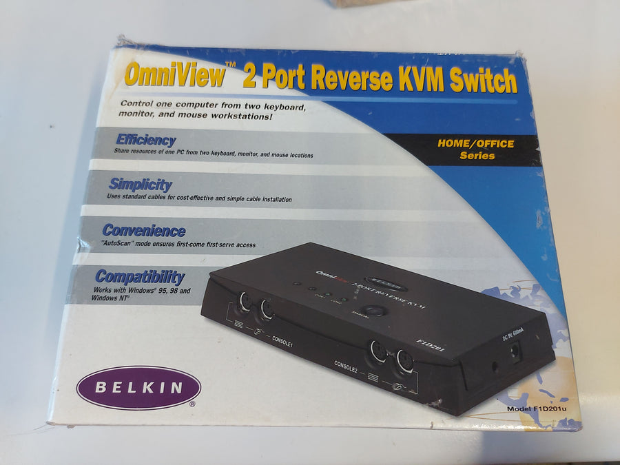 Belkin OmniView 2 Port Reverse KVM Switch ( F1D201u ) NEW