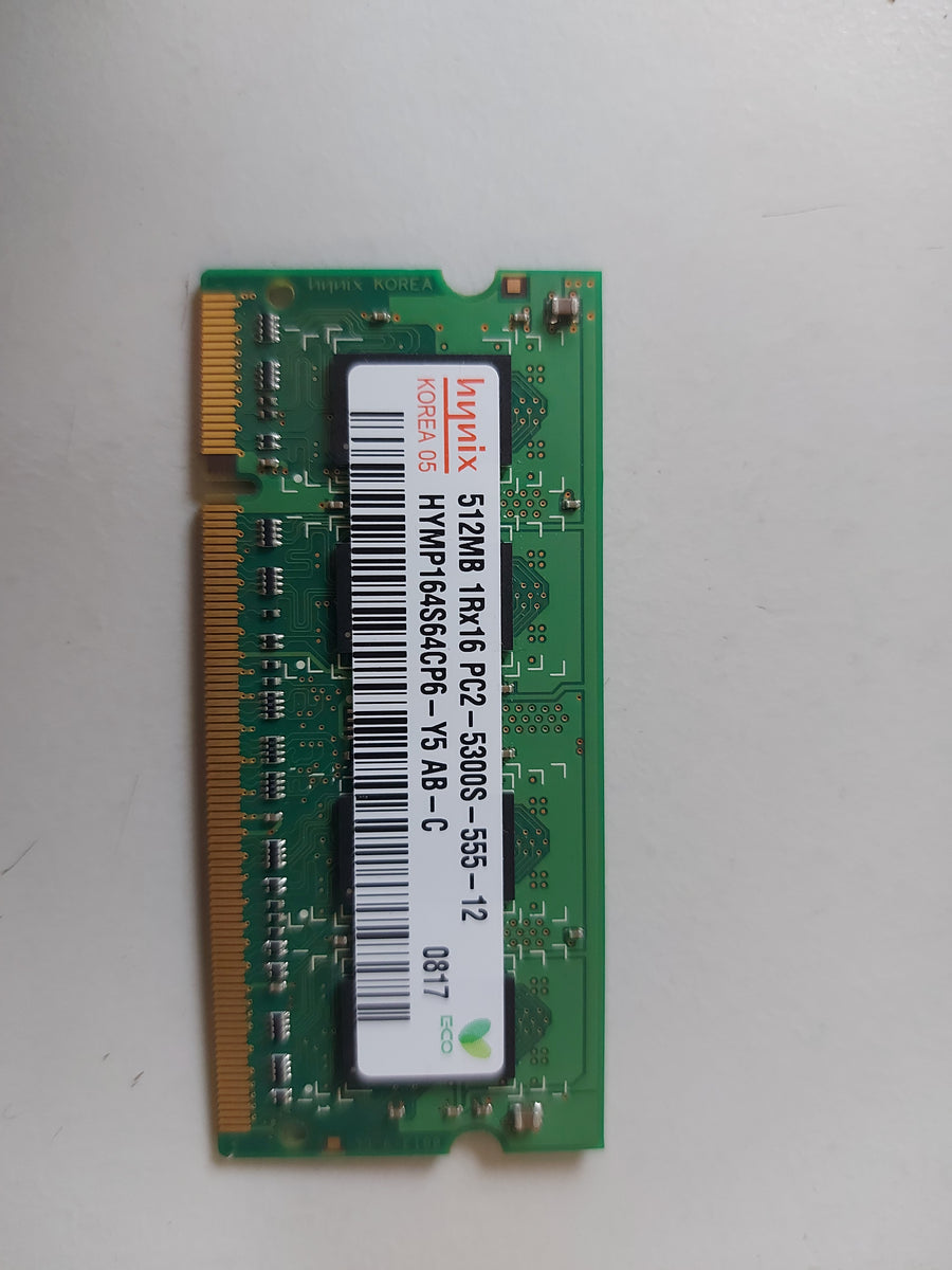 Hynix 512MB PC2-5300 DDR2 nonECC Unbuffered CL5 SoDimm HYMP164S64CP6-Y5 AB-C