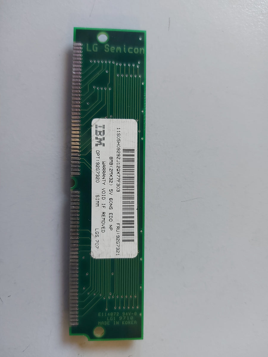 IBM 8MB 5V 60NS 72-PIN SIMM NON-PARITY EDO RAM MEMORY MODULE 92G7321