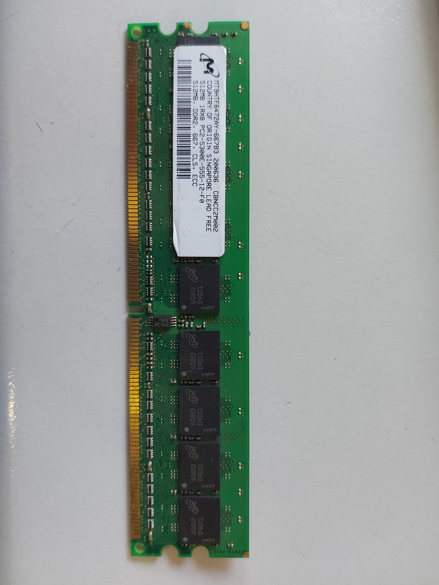 Micron HP DDR2 SDRAM 512MB 667MT/s 240-UDIMM Memory Module MT9HTF6472AY-667B3