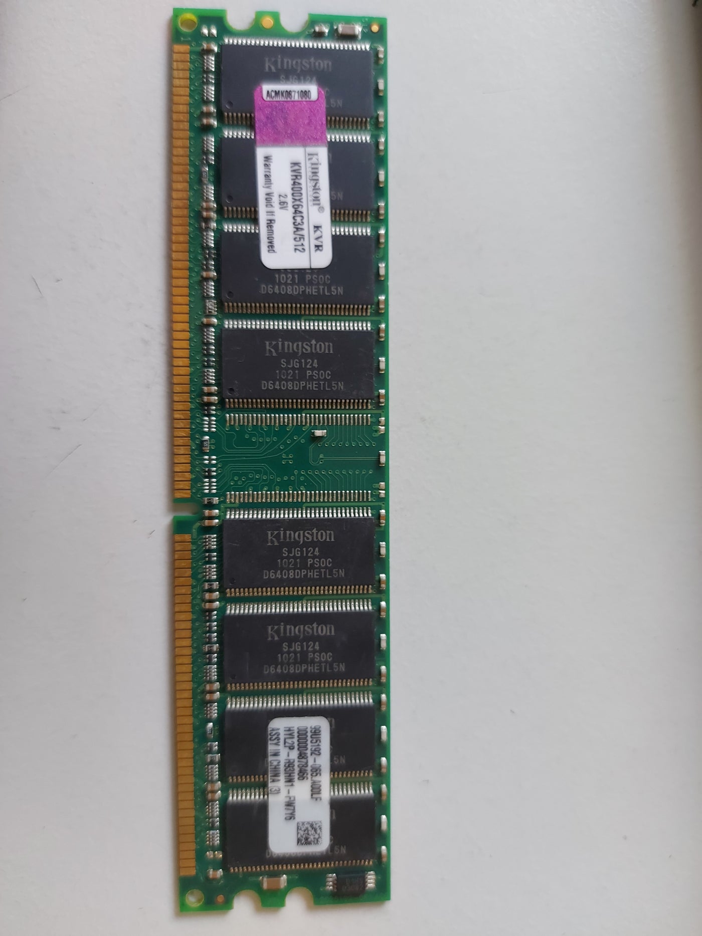 Kingston 512MB PC3200 DDR-400MHz DIMM 99U5192-005.A00LF KVR400X64C3A/512