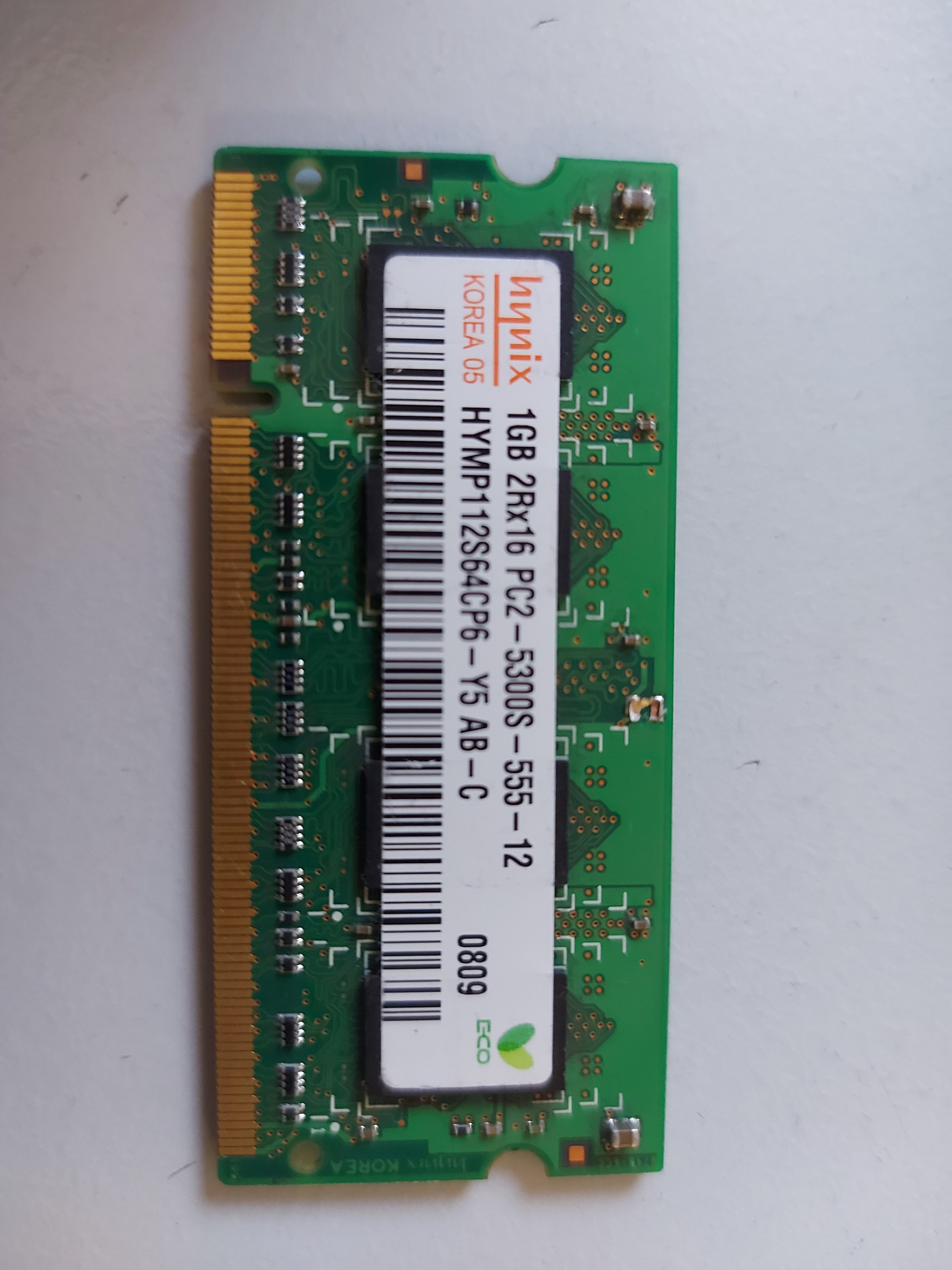 Hynix/HP 1GB PC2-5300 DDR2-667Mhz non-ECC CL5 200P SoDimm HYMP112S64CP6-Y5 45057