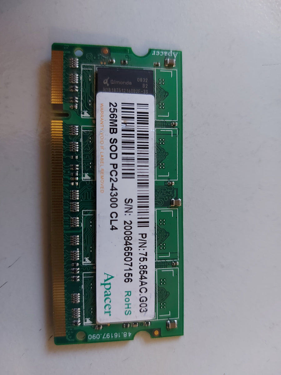 Apacer 256MB DDR2 RAM 200-pin SO-DIMM PC2-4300S CL4 Memory Module 75.854AC.G03
