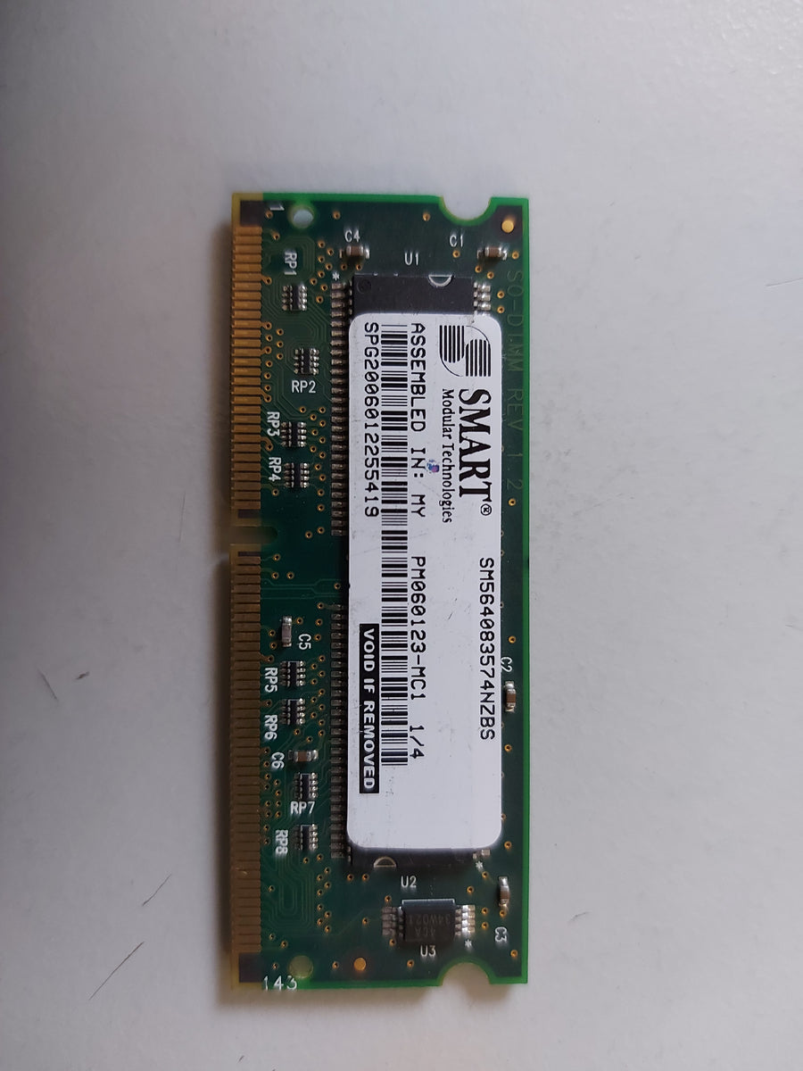 Smart 64MB 144pin PC133 nonECC Unbuffered DDR SDRAM SODIMM Memory Module (SM564083574NZBS)