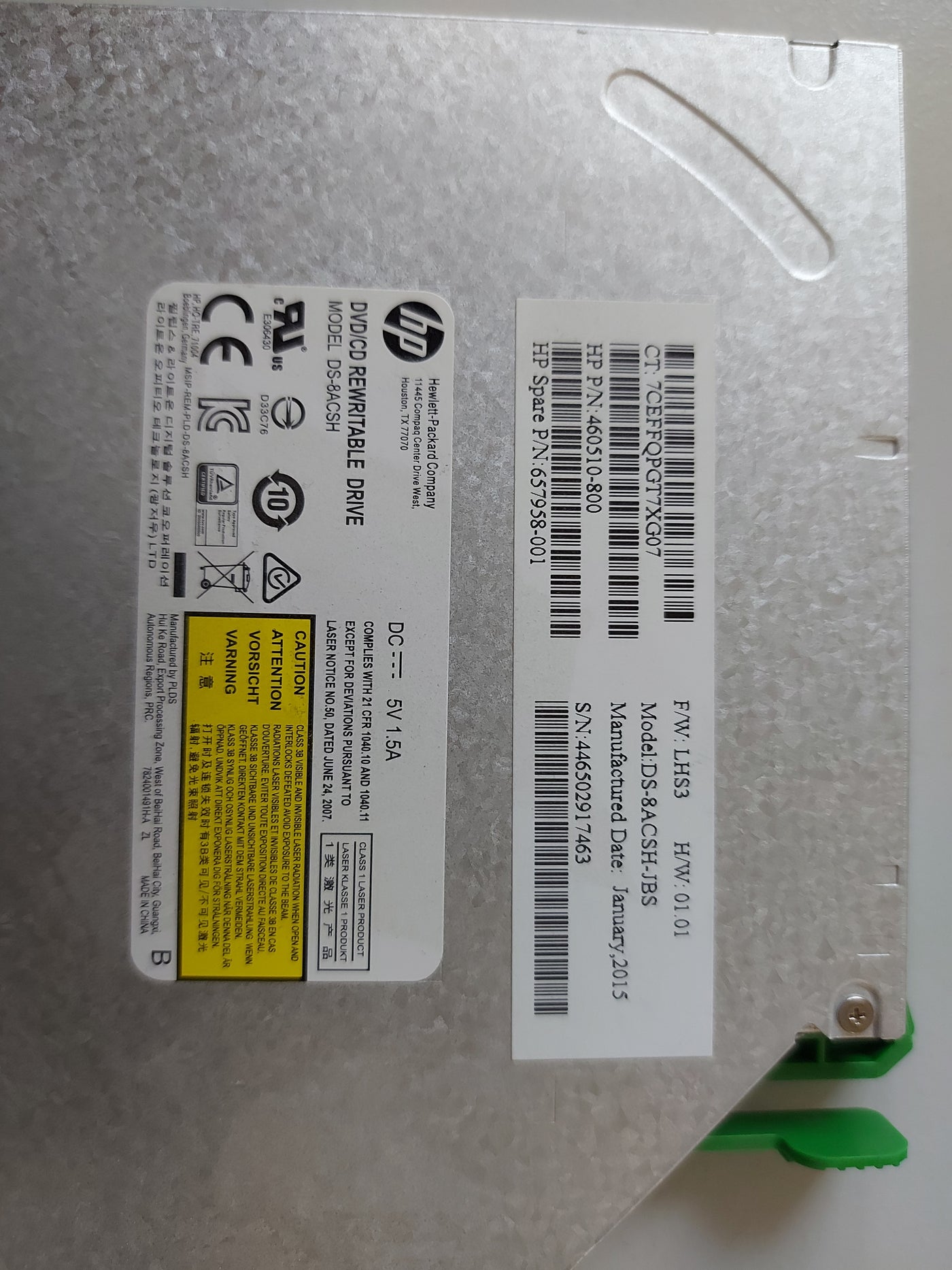 HP DS-8ACSH-JBS Slim internal DVD±RW CD SATA Writer Drive (460510-800)