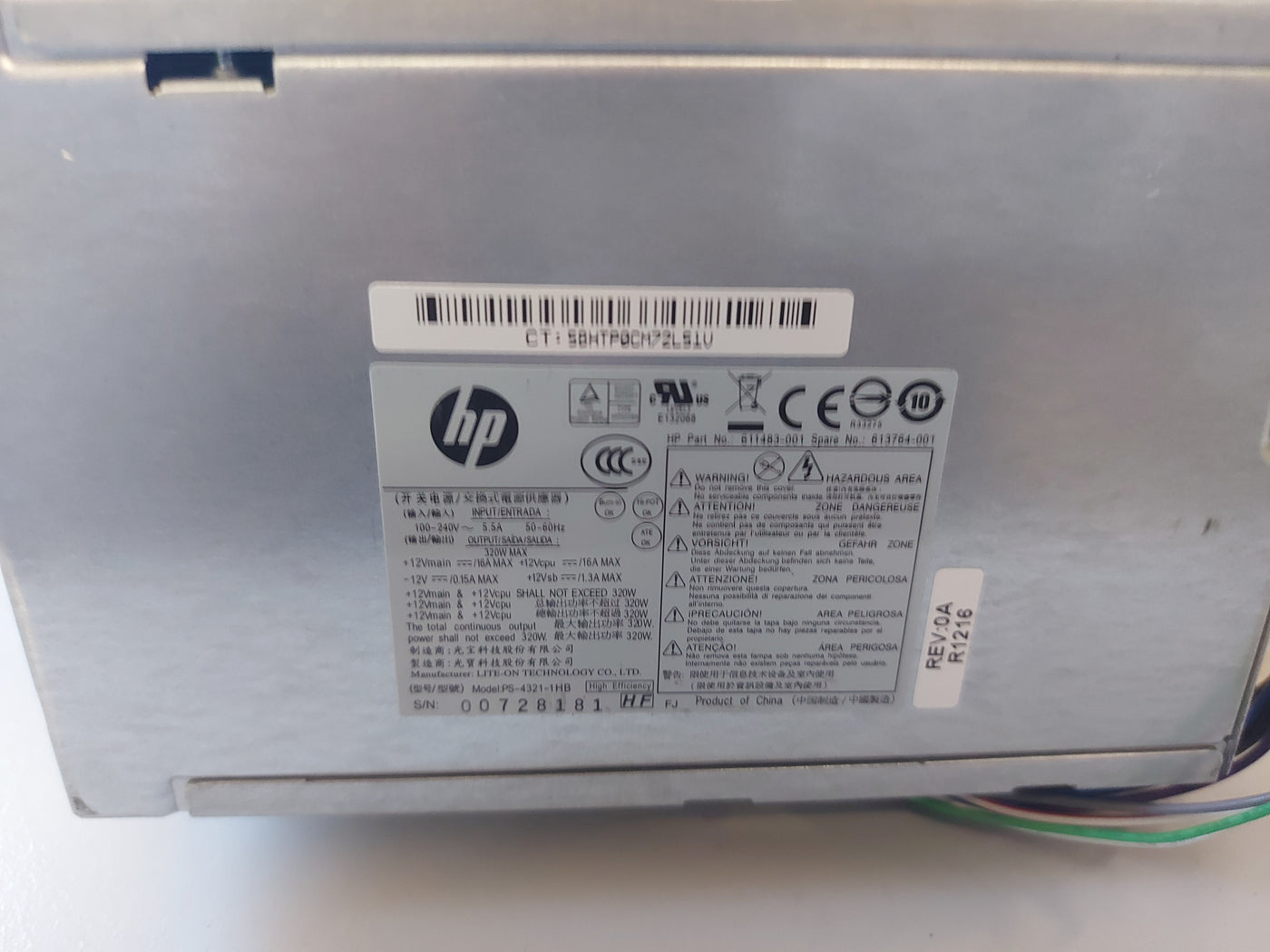 HP PS-4321-1HB 6300 Pro Elite 8300 MT 320w Power Supply Unit 611483-001