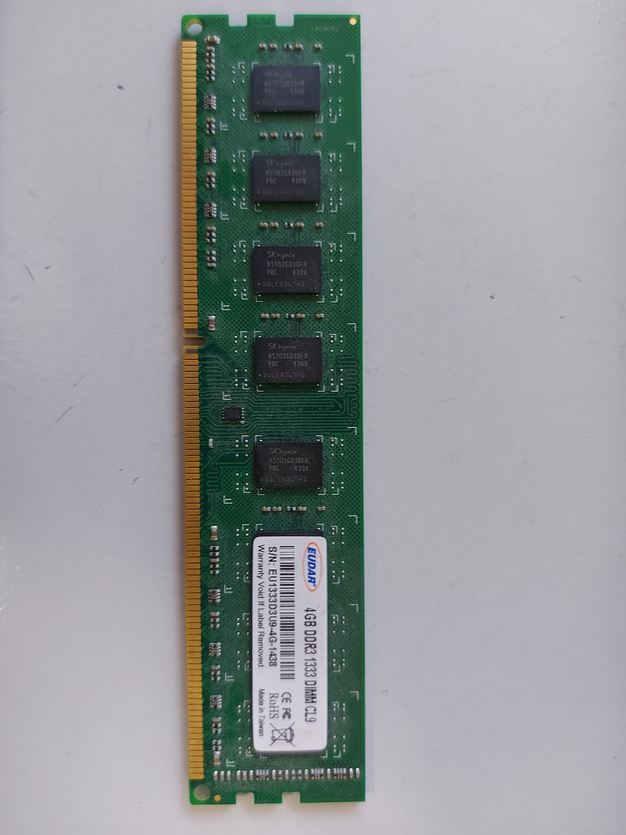 Eudar 4GB PC3-10600 DDR3 1333MHz nonECC Unbuffered DIMM EU1333D3U9-4G-1438
