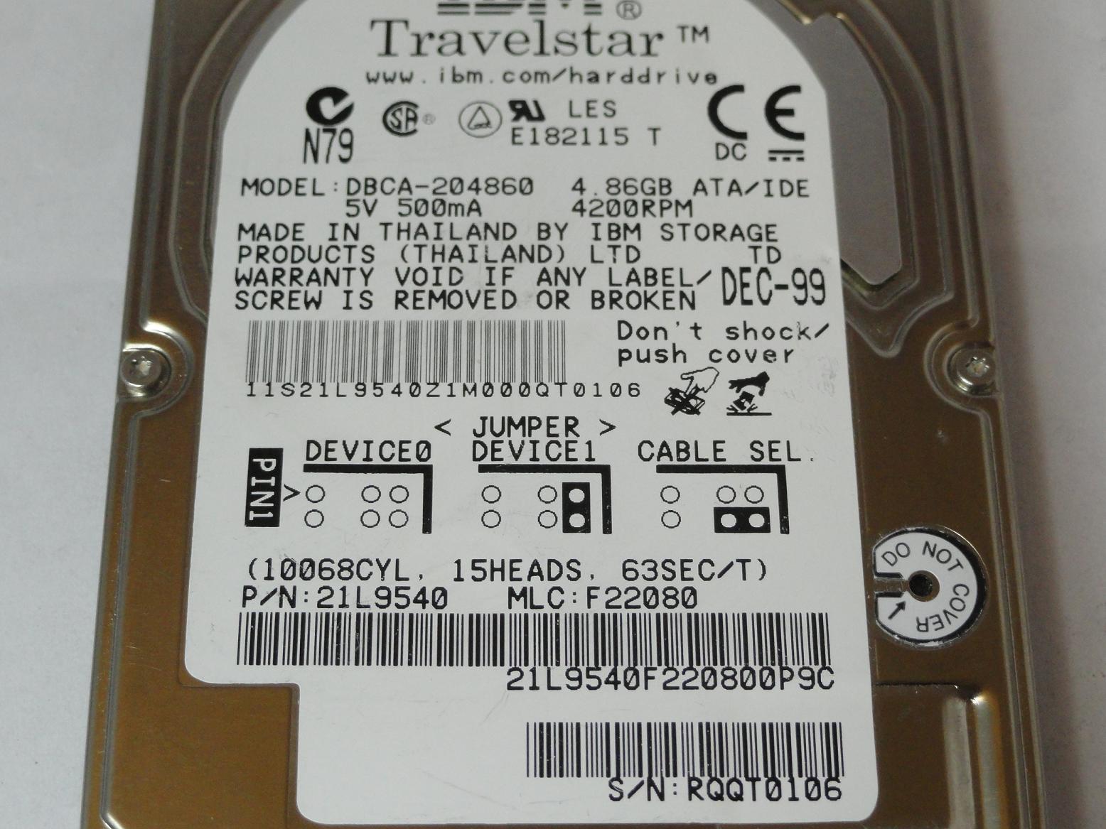 PR22150_21L9540_IBM 4.8GB IDE 4200rpm 2.5in HDD - Image3