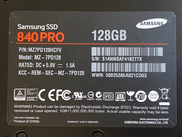Samsung 840 PRO 128GB SSD MZ7PD128HCFV MZ-7PD128