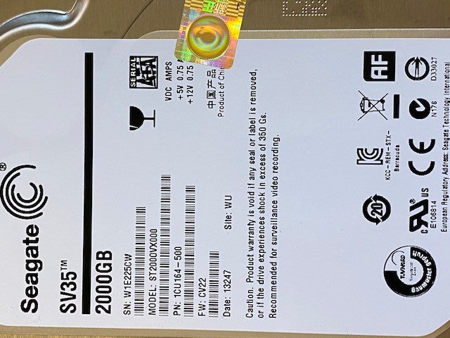 Seagate 2TB SV35 SATA 3.5" HDD ST2000VX000 1CU164-500