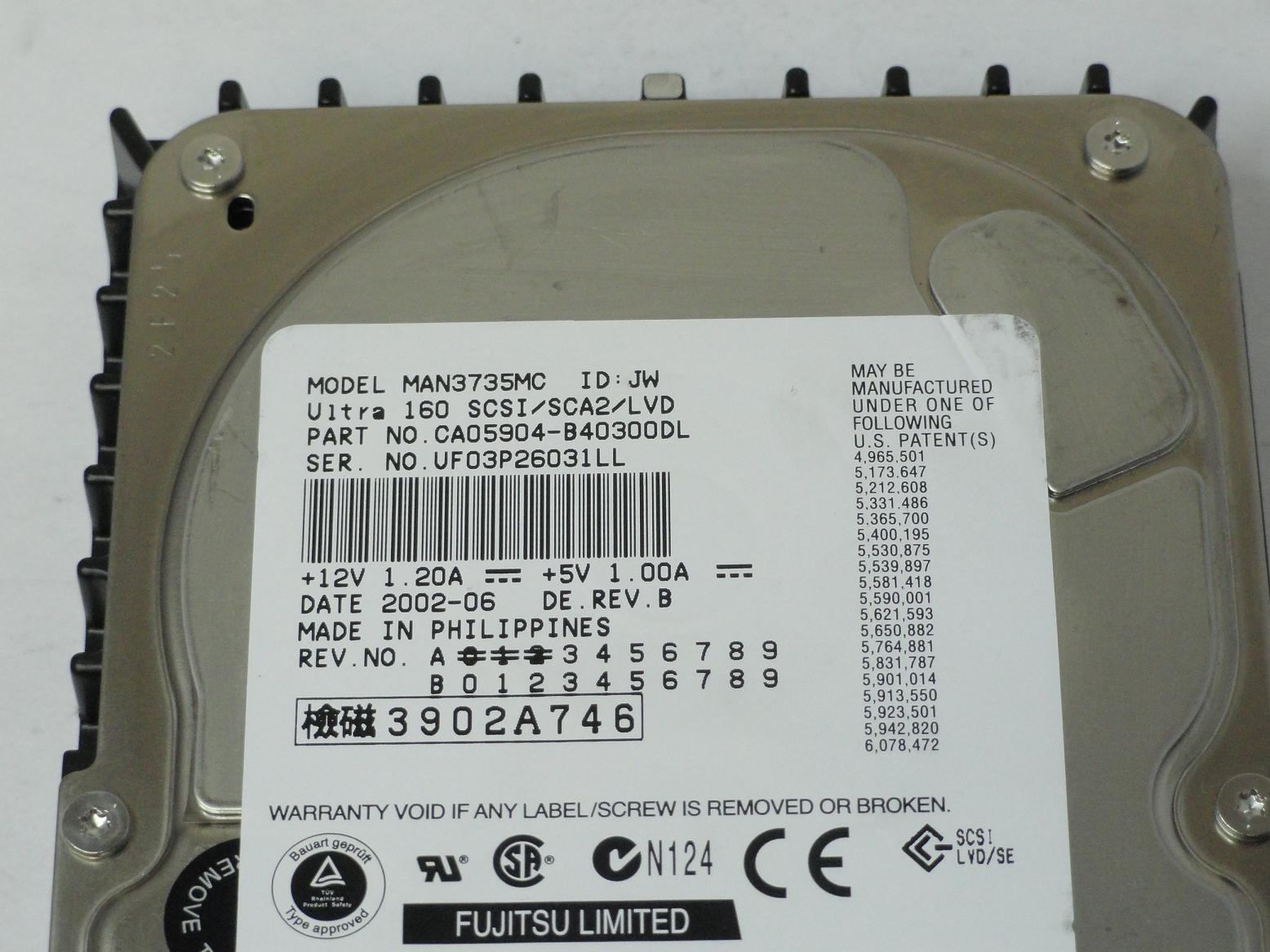 PR20891_CA05904-B40300DL_Fujitsu Dell 73GB SCSI 80 Pin 10Krpm 3.5in HDD - Image3